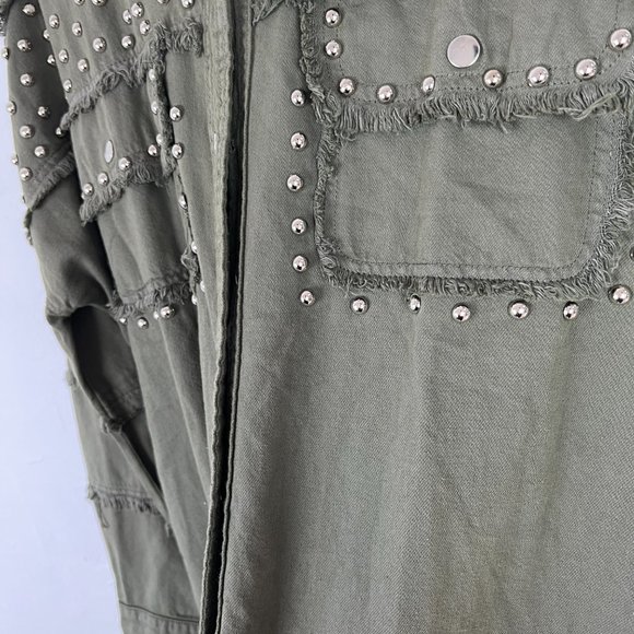 NWT Elan Studded Cotton Demi Jacket Olive Green Lightweight Size Medium M N2193 - Picture 10 of 16